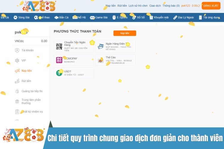 Chi tiết quy trình chung giao dịch đơn giản cho thành viên