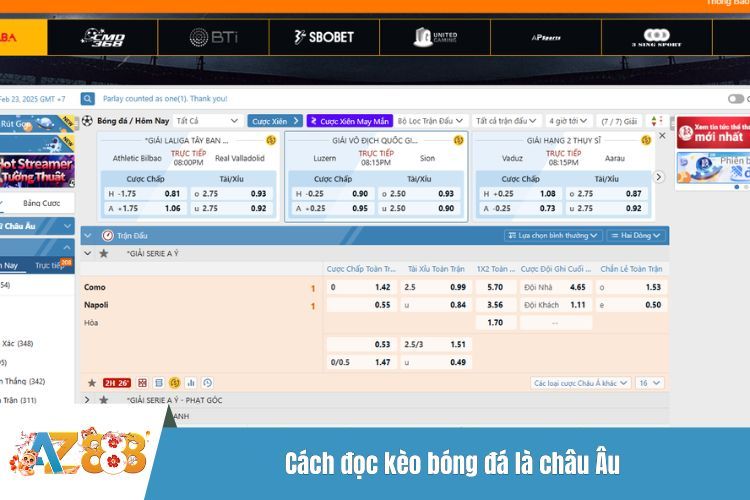 Cách đọc kèo bóng đá là châu Âu