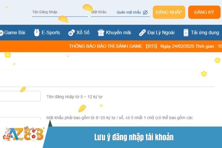 Lưu ý đăng nhập tài khoản