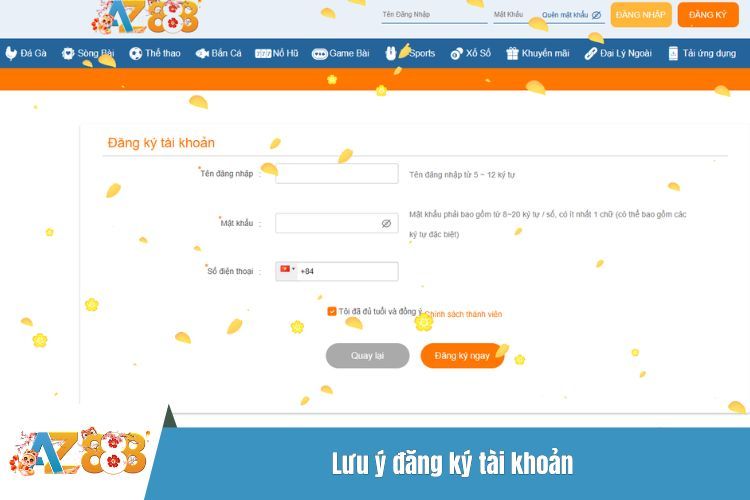 Lưu ý đăng ký tài khoản