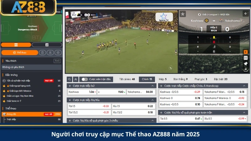 Người chơi truy cập mục Thể thao AZ888 năm 2025